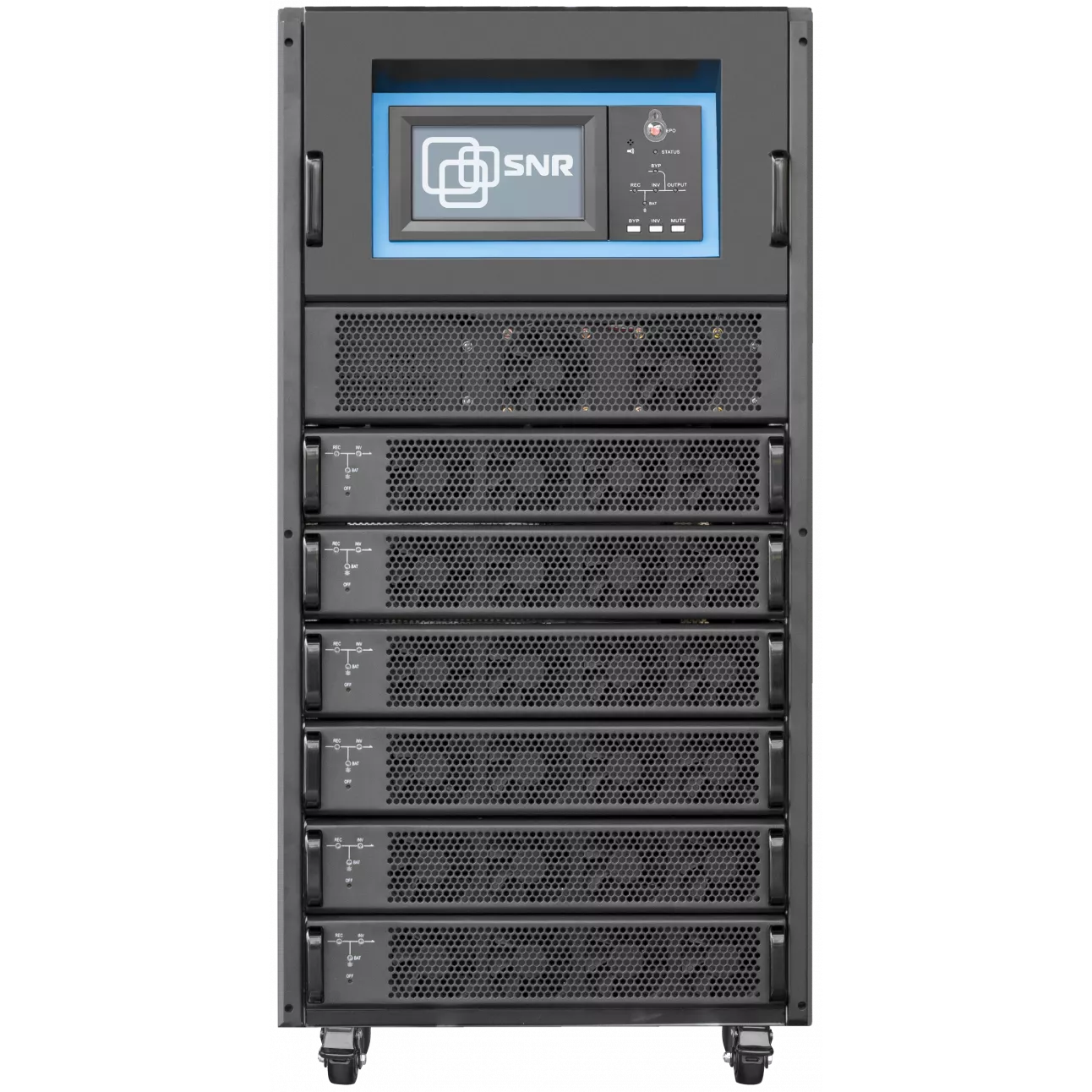 

Силовой модуль SNR 90 кВА/90 кВт для ИБП серии СМ (SNR-UPS-ONRT-090-15CMX33) (6 слотов для силовых модулей 15 кВА/15 кВт), 90 кВА/90 кВт