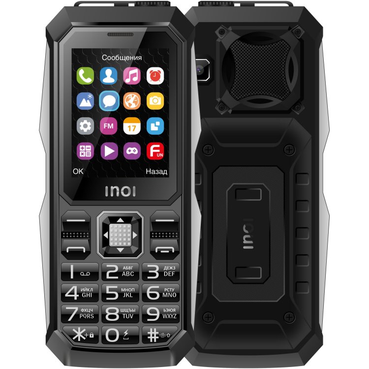 Мобильный телефон INOI 246Z 2.4", 320x240 TN, Spreadtrum SC6531E, 32.8Mb RAM, 32.8Mb, BT Cam, 3-Sim, 4750mAh, серый б/у, незначительные следы эксплуатации, полный комплект