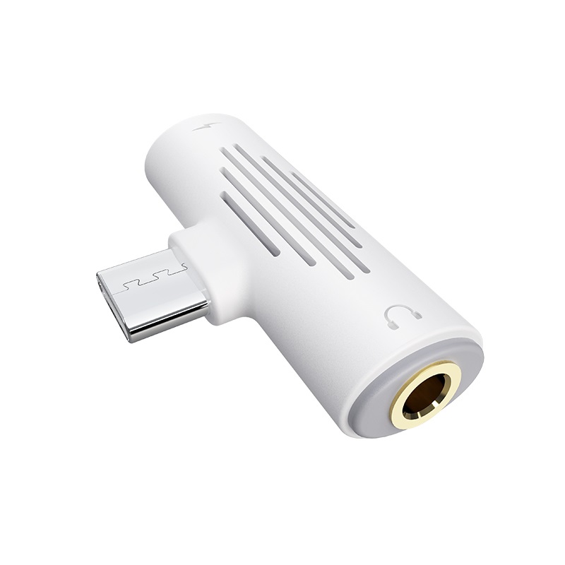 

Разветвитель USB Type-C(M)-Jack 3.5mm(F)/USB Type-C(F) угловой, белый Borofone BV8 (6931474706041), BV8