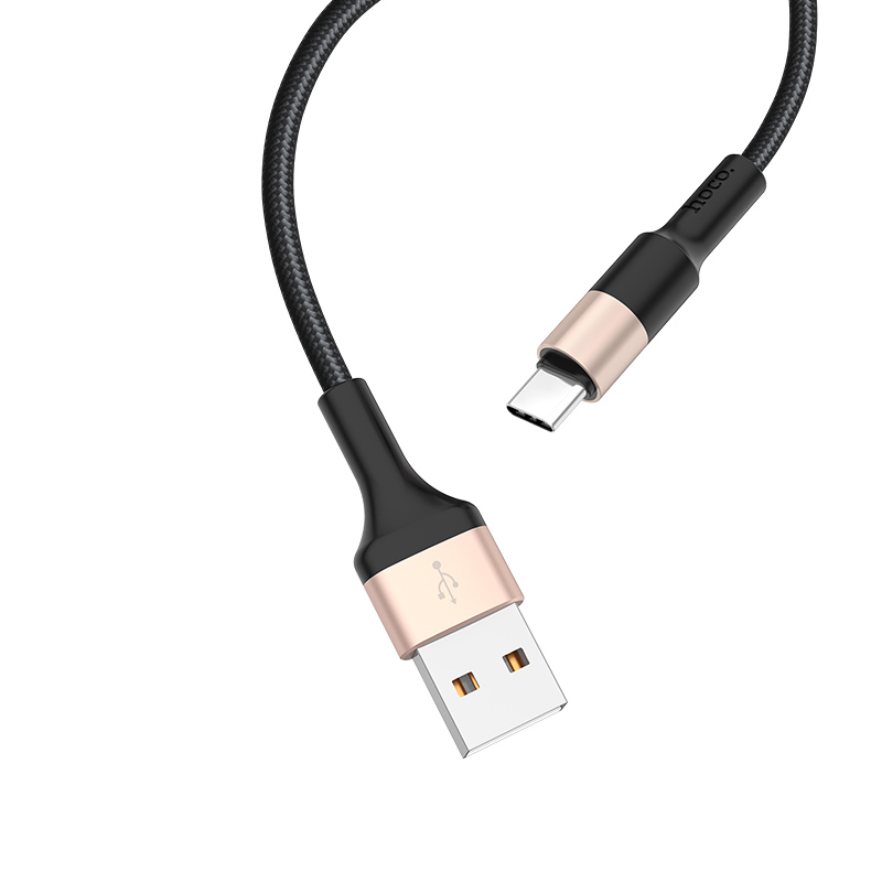 

Кабель USB-USB Type-C, быстрая зарядка, 2A 1 м, черный/золотой HOCO X26 Xpress (6957531080244), X26 Xpress