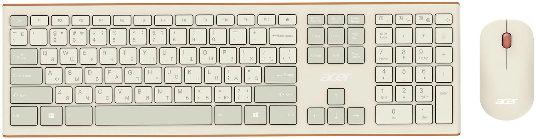 

Клавиатура + мышь Acer OCC200, беспроводная, USB, бежевый/коричневый (ZL.ACCEE.004), OCC200