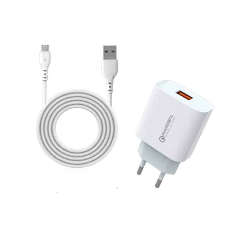 Сетевое зарядное устройство PAVAREAL WC66 USB Quick Charge 3A белый УТ000031845 micro USB 375₽