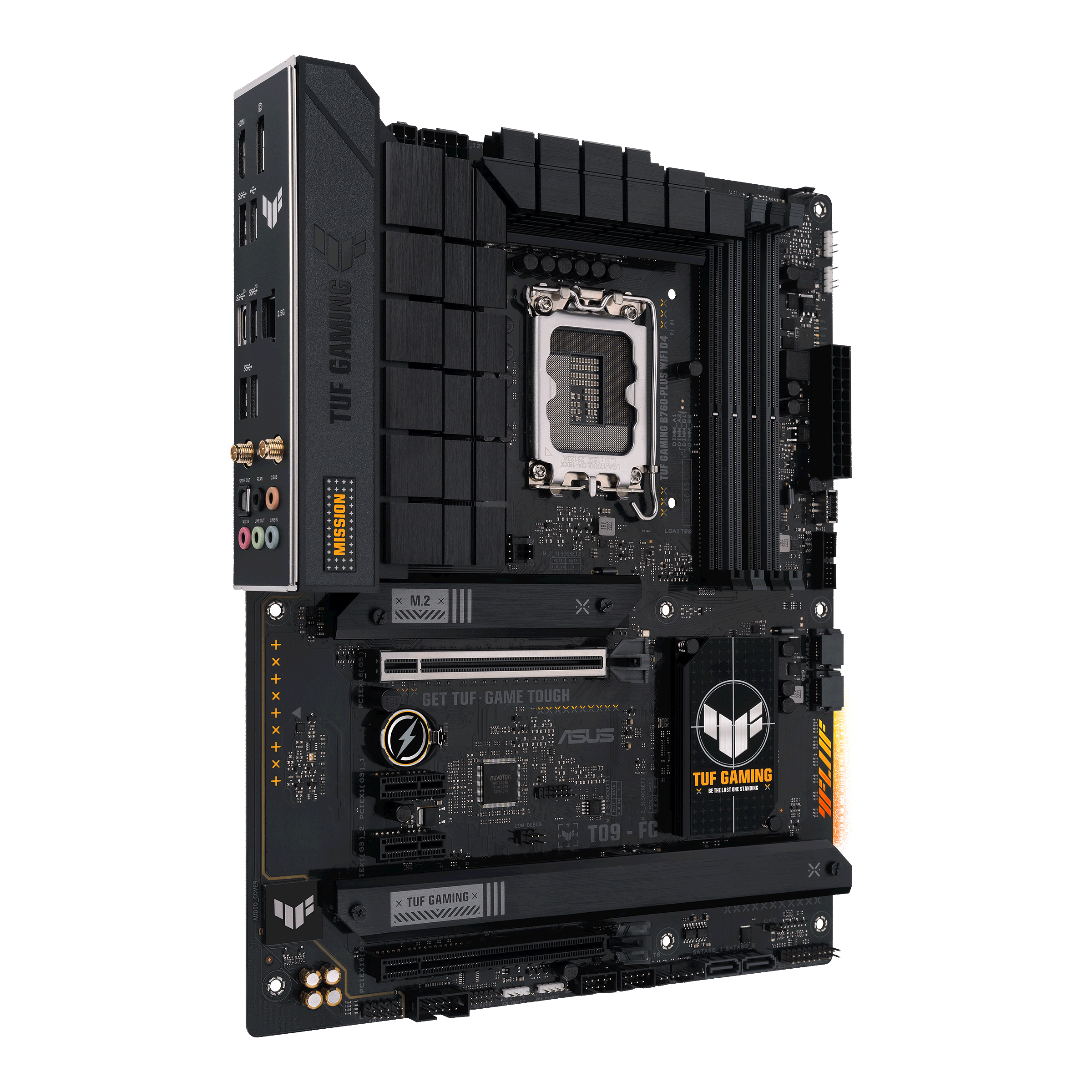 

Материнская плата ASUS TUF GAMING B760-PLUS WIFI D4, Socket1700, Intel B760, 4xDDR4, 2PCI-Ex16, 4SATA3, 7.1-ch, 2.5GLAN, 6 USB 3.2, 2 USB Type-C, HDMI, DP, ATX, Retail, TUF GAMING B760-PLUS WIFI D4