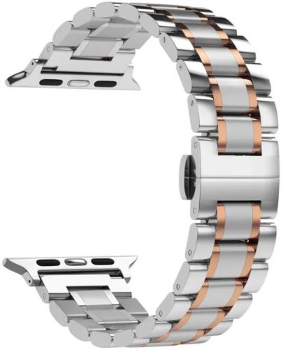 

Ремешок Lyambda Cetus для Apple Watch, 38-40 мм, нержавеющая сталь, серебристый/розовое золото (DSG-25-40-SR)
