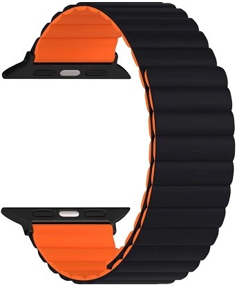 

Ремешок Lyambda Acrux для Apple Watch, 38-40 мм, силикон, черный/оранжевый (DSJ-30-40-BO)