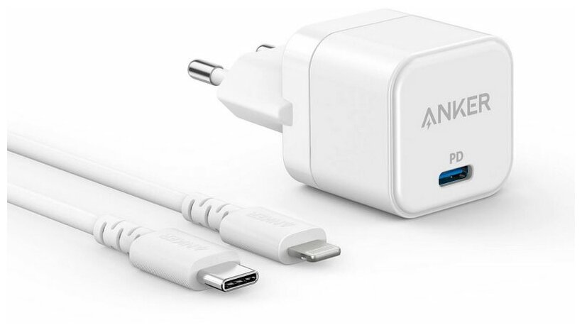 

Сетевое зарядное устройство ANKER PowerPort III Cube 20Вт, USB type-C, Quick Charge, PD, 3A, белый (B2149G22), Lightning 8pin, PowerPort III Cube