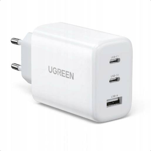 

Сетевое зарядное устройство UGREEN CD275 65Вт, USB, 2xUSB type-C, Quick Charge, 3A, белый (90496), CD275