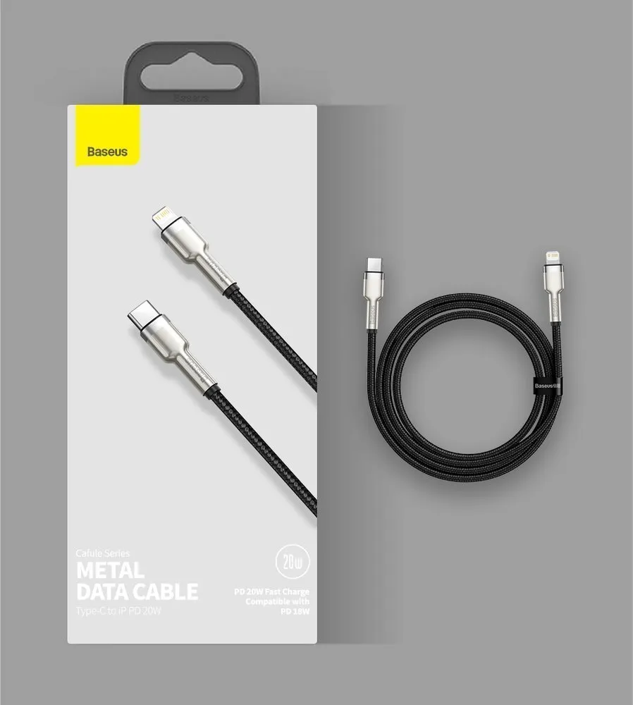 

Кабель Lightning 8-pin-USB Type-C, 5A 1 м, черный Baseus Cafule Series (CATLJK-01)