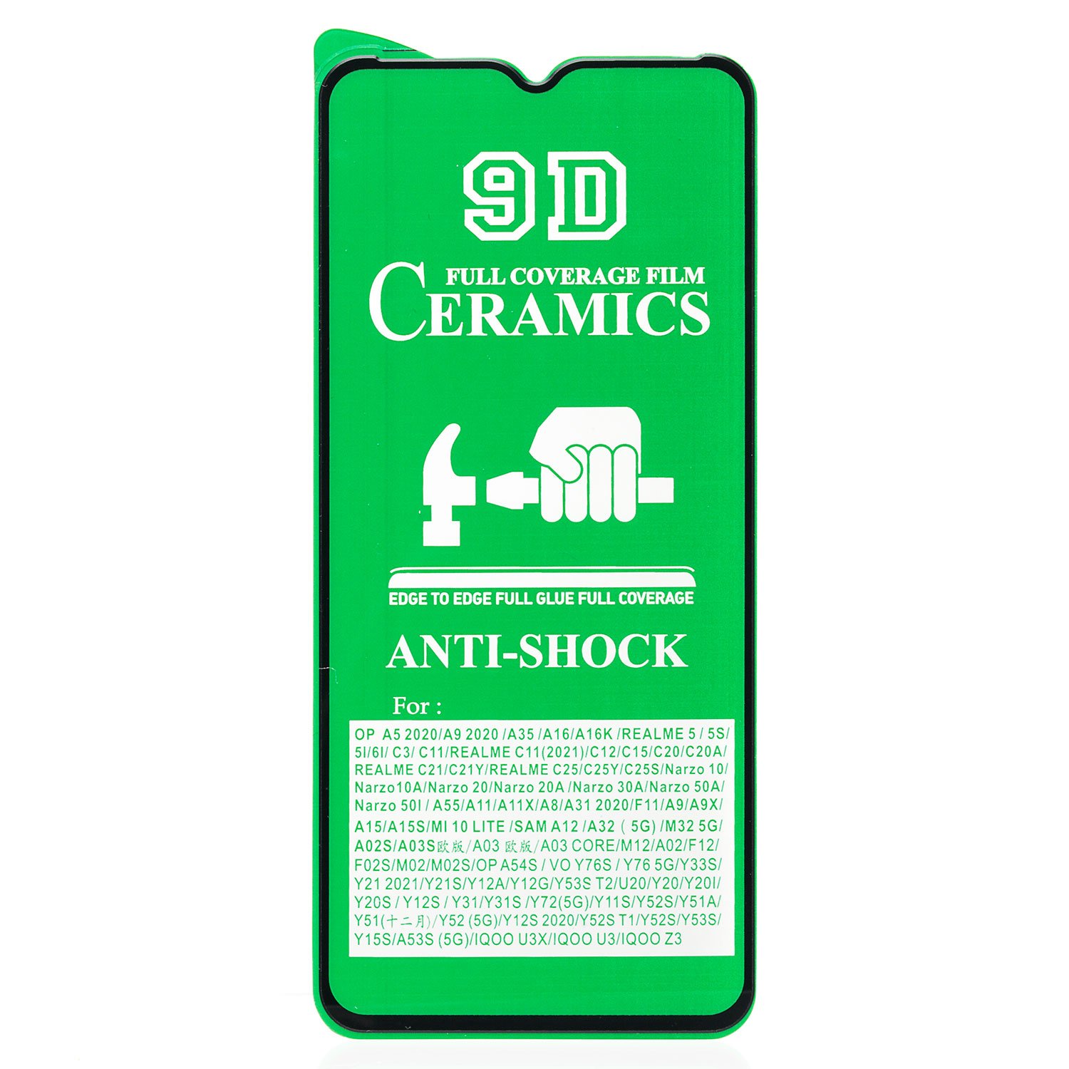 

Защитное стекло Ceramics для экрана смартфона Oppo realme C21Y/C25Y, Full screen, ударопрочное, черная рамка, 2.5D (213185)