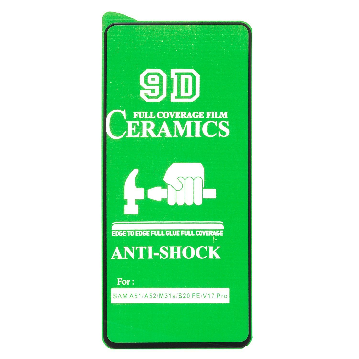 

Защитное стекло Ceramics для экрана смартфона Samsung SM-A515 Galaxy A51, Full screen, ударопрочное, черная рамка, 2.5D (213200)