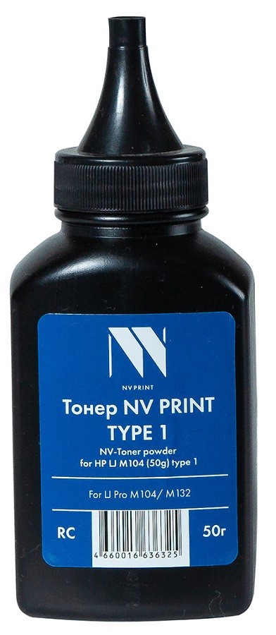 Тонер NV Print универсальный 50 г черный совместимый для LaserJet Pro M104M132 NV-HP LJ M104 50 гtype1 210₽