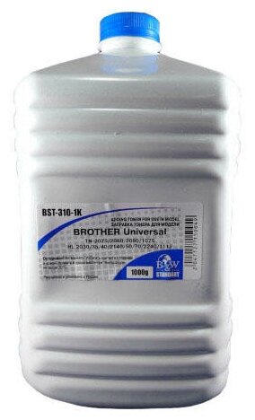 Тонер B&W BST-310-1K, бутыль 1 кг, черный, совместимый для Brother Universal (TN-2075/ 2080/ 2090/ 1075 HL 2030/ 35/ 40/ 2140/ 50/ 70/ 2240/ 1112), Standart