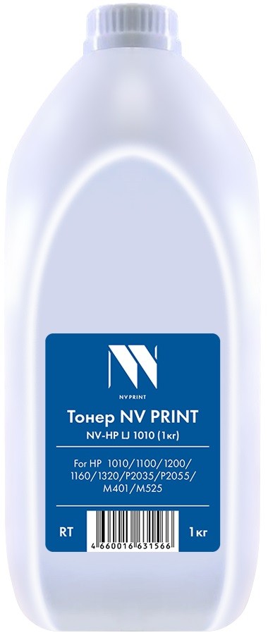 

Тонер NV Print NV-HP LJ 1010 (1кг), канистра 1 кг, черный, совместимый для LJ 1000w/1200/1300/ M1005/1010/1012/1015/1020/1022/ M1319/3015/3020/3030/3050/3050/1160/1320/3390/3392/ P2014/ P2015/ M2727/ P2035/ P2055/ M401/ M425/ M525/ M521/ P3015/ M601/ M602