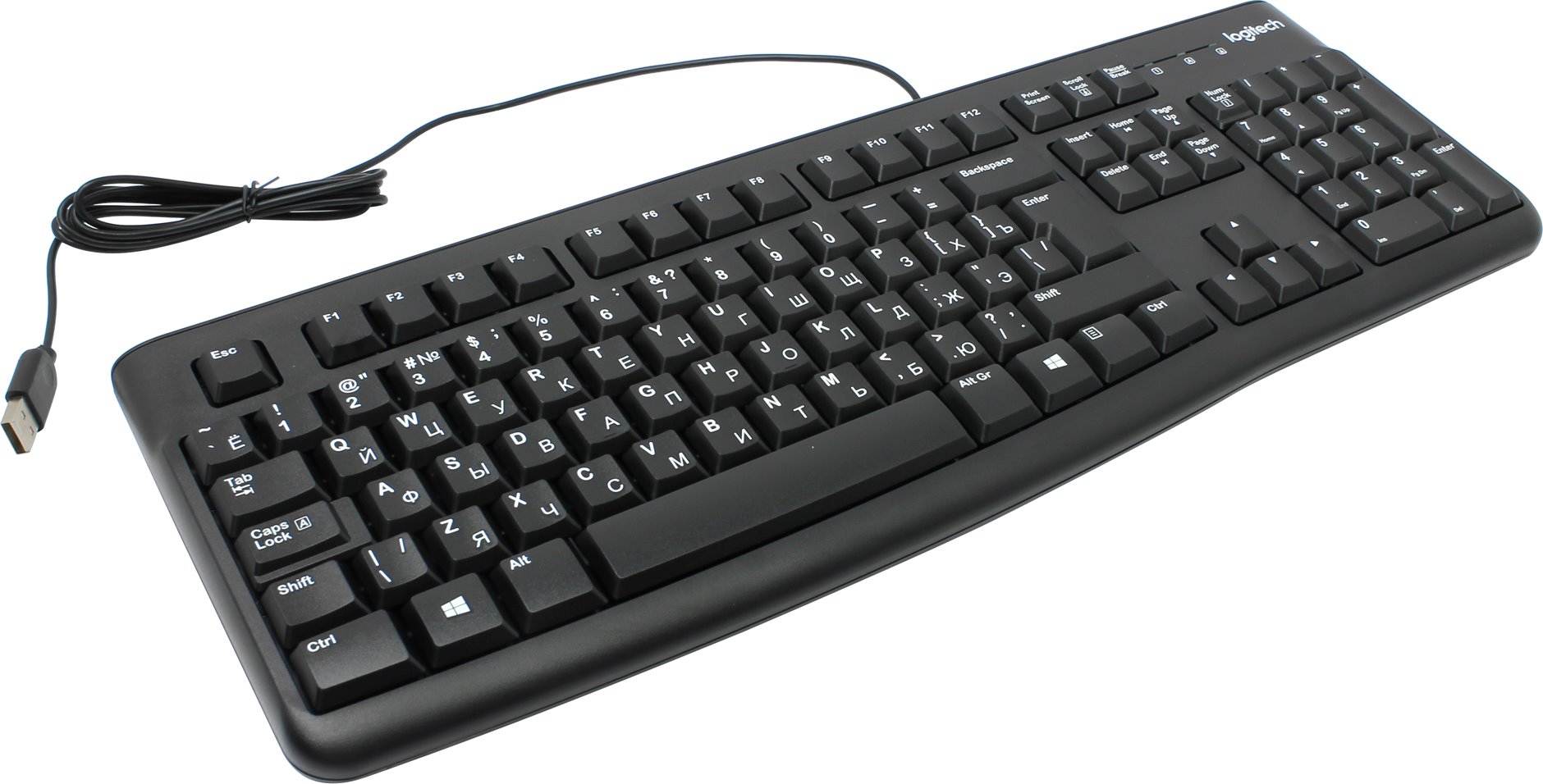 

Клавиатура проводная Logitech K120, мембранная, USB, черный (920-002508), K120