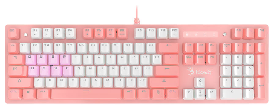 

Клавиатура проводная A4Tech Bloody B800 Dual Color, механическая, LK Red, подсветка, USB, розовый/белый (B800 PINK), Bloody B800 Dual Color