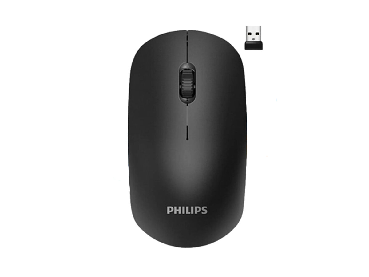 Мышь беспроводная PHILIPS M221, 1600dpi, оптическая светодиодная, USB, черный (SPK7221)