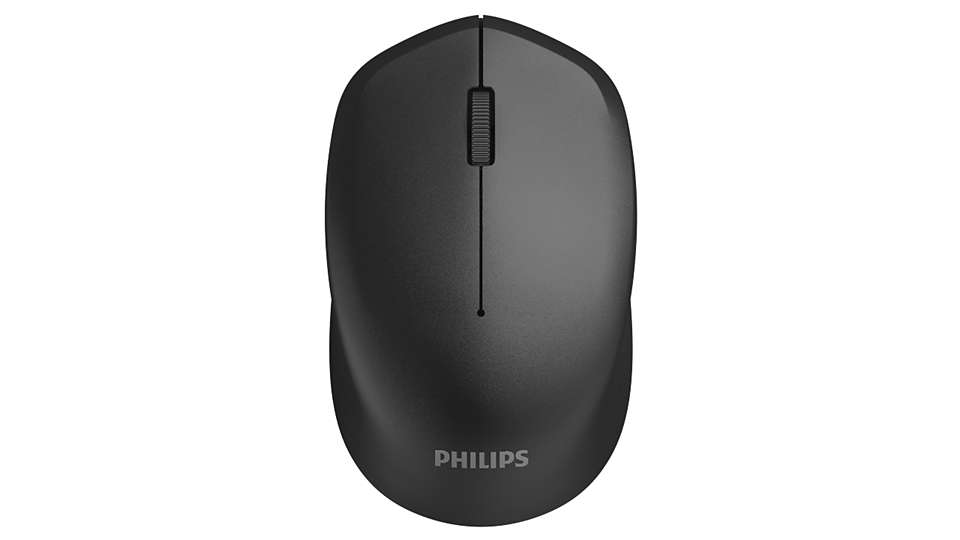 Мышь беспроводная PHILIPS M344, 1600dpi, оптическая светодиодная, USB, черный (SPK7344)