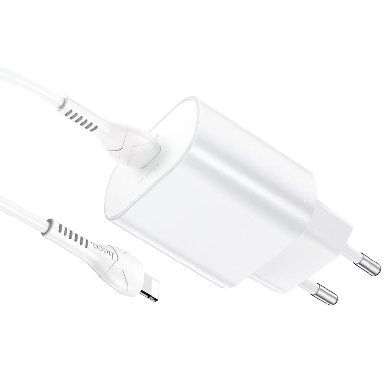 

Сетевое зарядное устройство Hoco N22 Jetta 25Вт, USB type-C, Quick Charge, PD, 3A, белый (213949), Lightning 8pin, N22 Jetta