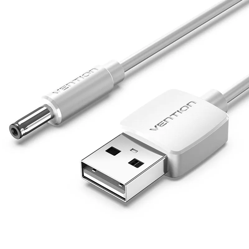 

Кабель USB 2.0(Am)-DC 3.5x1.35mm(m), 2A 1 м, белый Vention (CEXWF)