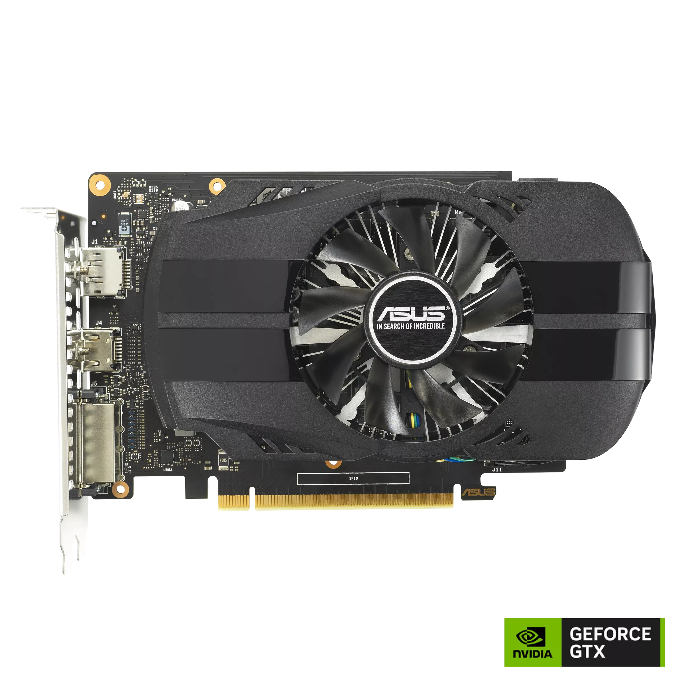 Видеокарта ASUS NVIDIA GeForce GTX 1650 Phoenix EVO OC Edition , 4Gb DDR6, 128bit, PCI-E, DVI, HDMI, DP, Retail (PH-GTX1650-O4GD6-P-EVO) - фото 1