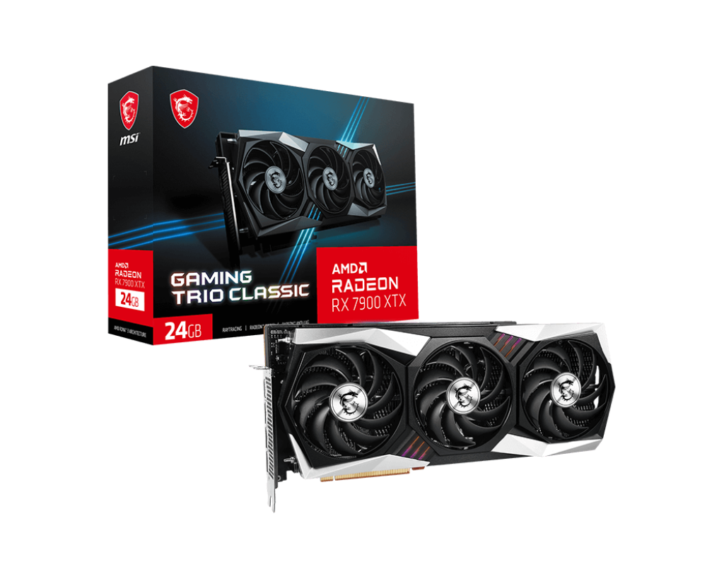 

Видеокарта MSI AMD Radeon RX 7900 XTX GAMING TRIO CLASSIC, 24Gb GDDR6, 256 бит, PCI-E, HDMI, 3DP, Retail (RX 7900 XTX GAMING TRIO CLASS), GAMING TRIO CLASSIC