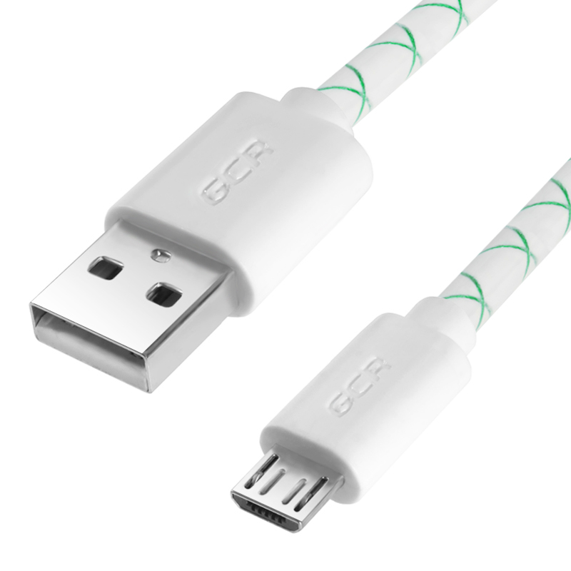 

Кабель USB-Micro USB, быстрая зарядка, 2.4A 15 см, белый/зеленый Greenconnect GCR-UA1U (GCR-53207), GCR-UA1U
