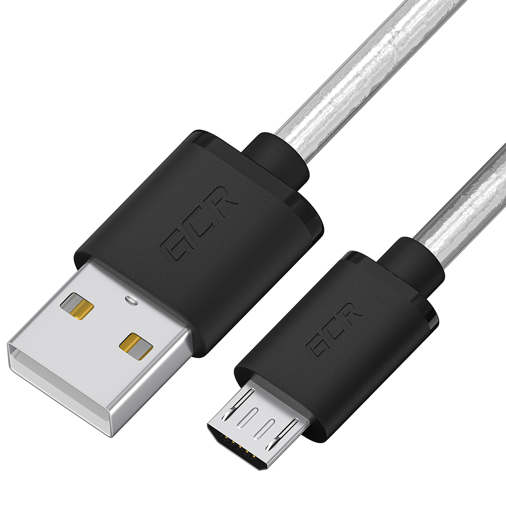 Кабель USB-Micro USB, 50 см, прозрачный Greenconnect GCR-UA1U