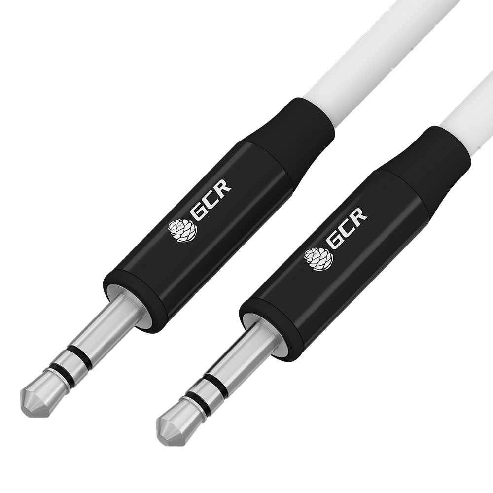 Кабель Jack 3.5mm(M)-Jack 3.5mm(M), экранированный, 2 м, белый/черный Greenconnect GCR-AVC18 (GCR-54751)