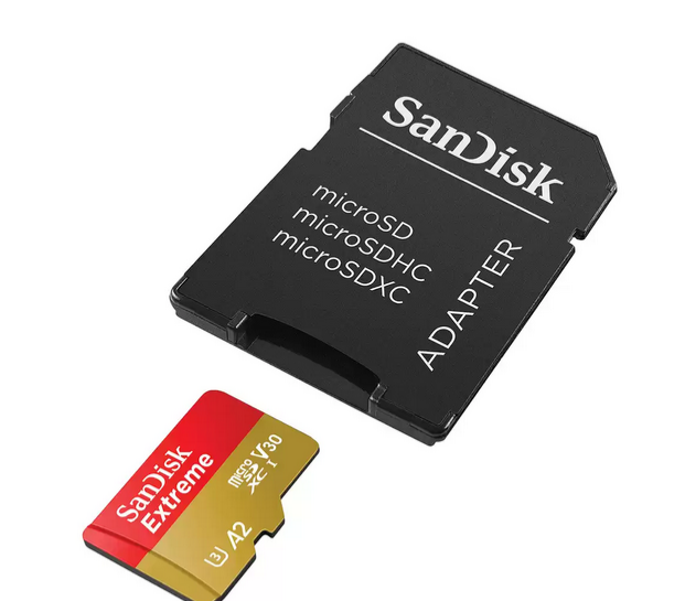 

Карта памяти 128Gb microSDXC Sandisk Extreme Class 10 UHS-I U3 V30 A2 + адаптер (SDSQXAA-128G-GN6MA)