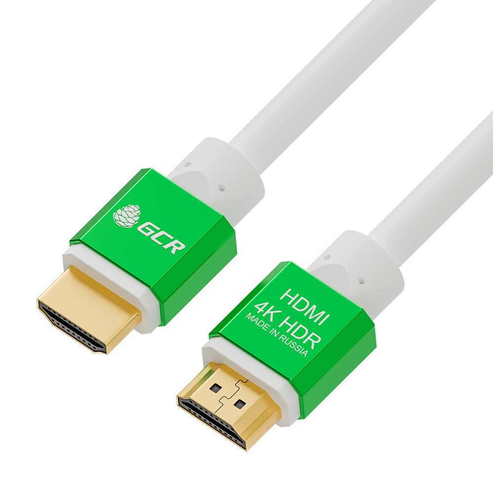 

Кабель HDMI(19M)-HDMI(19M) v2.0 4K, экранированный, 3 м, белый/зеленый Greenconnect (GCR-51293)