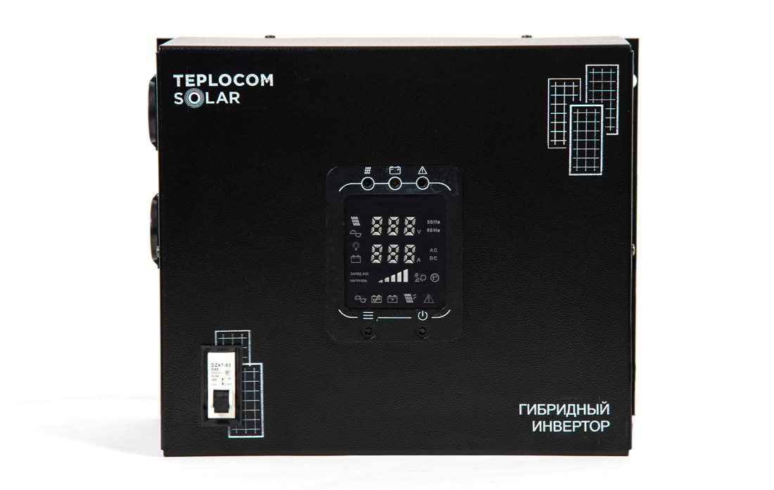 ИБП БАСТИОН TEPLOCOM SOLAR-1500, 1500 В·А, 1.05 кВт, EURO, розеток - 2, черный (2412) (без аккумуляторов)