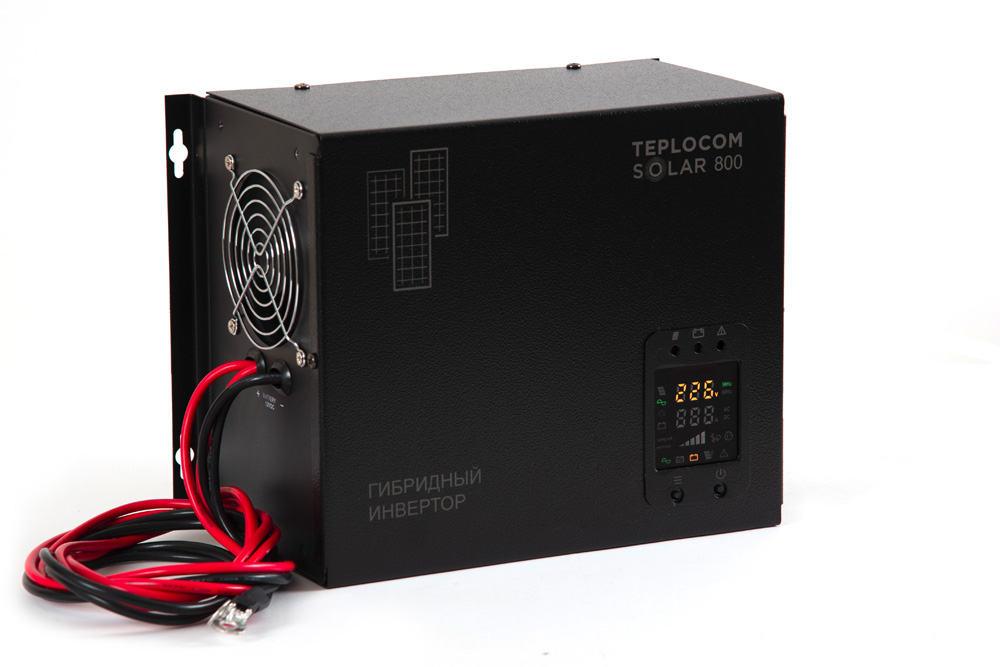 ИБП БАСТИОН TEPLOCOM SOLAR-800, 800 VA, 500 Вт, EURO, розеток - 2, USB, черный (2411) (без аккумуляторов)