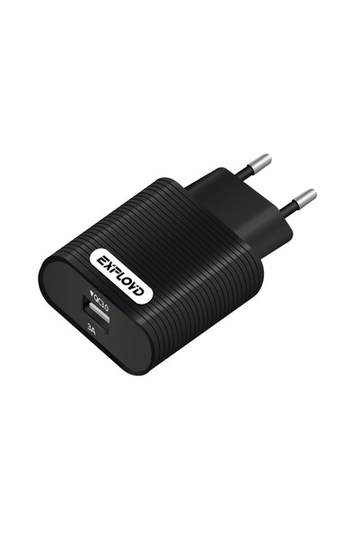 

Сетевое зарядное устройство Exployd Rash EX-Z-1365 18Вт, USB, Quick Charge, 3A, черный (EX-Z-1365), EX-Z-1365