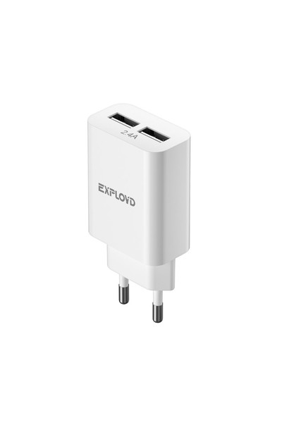 

Сетевое зарядное устройство Exployd Easy EX-Z-1421 5Вт, 2xUSB, 2.4A, белый (EX-Z-1421), EX-Z-1421