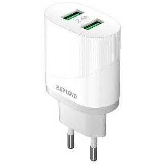 

Сетевое зарядное устройство Exployd Easy EX-Z-1429 5Вт, 2xUSB, 2.4A, белый (EX-Z-1429), EX-Z-1429