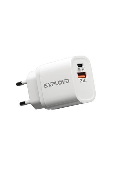 

Сетевое зарядное устройство Exployd Rash EX-Z-1128 20Вт, USB, USB type-C, Quick Charge, PD, 3A, белый (EX-Z-1128), EX-Z-1128