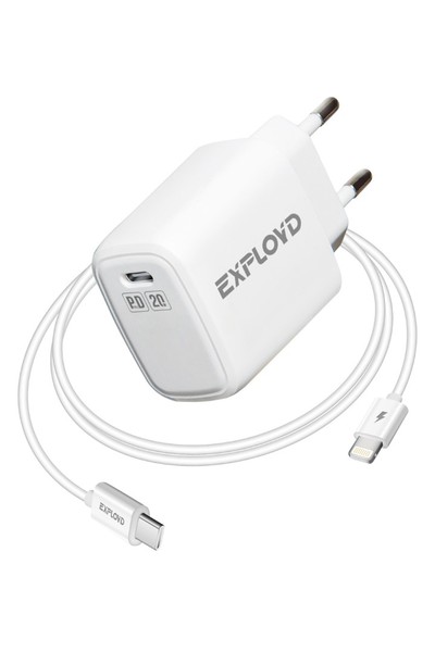 

Сетевое зарядное устройство Exployd Keen EX-Z-1372 20Вт, USB type-C, Quick Charge, PD, 3A, белый (EX-Z-1372), Lightning 8pin, EX-Z-1372
