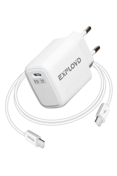 

Сетевое зарядное устройство Exployd Keen EX-Z-1374 20Вт, USB type-C, Quick Charge, PD, 3A, белый (EX-Z-1374), кабель USB Type C, EX-Z-1374