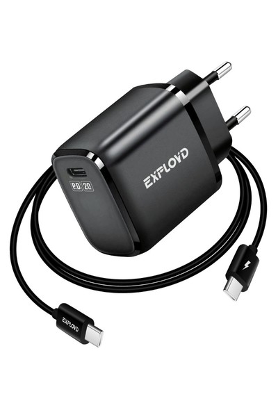 

Сетевое зарядное устройство Exployd Keen EX-Z-1375 20Вт, USB type-C, Quick Charge, PD, 3A, черный (EX-Z-1375), кабель USB Type C, EX-Z-1375