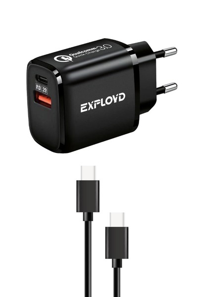 

Сетевое зарядное устройство Exployd Shaft EX-Z-1340 20Вт, USB, USB type-C, Quick Charge, PD, 3A, черный (EX-Z-1340), кабель USB Type C, EX-Z-1340