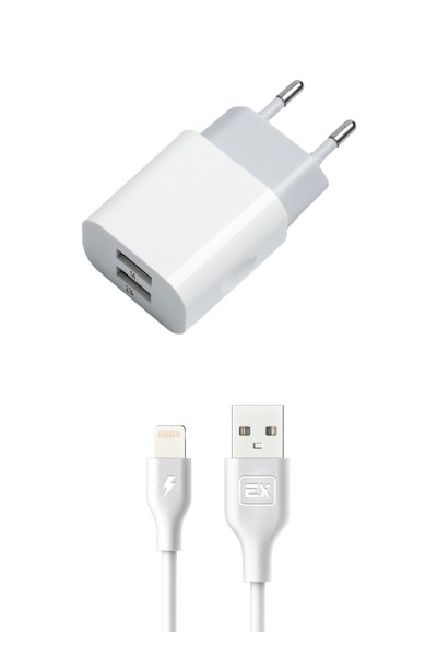 

Сетевое зарядное устройство Exployd Classic EX-Z-467 5Вт, 2xUSB, 2.1A, белый (EX-Z-467), Lightning 8pin, EX-Z-467