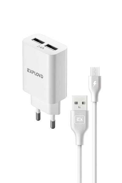 

Сетевое зарядное устройство Exployd Easy EX-Z-1423 5Вт, 2xUSB, 2.4A, белый (EX-Z-1423), micro USB, EX-Z-1423