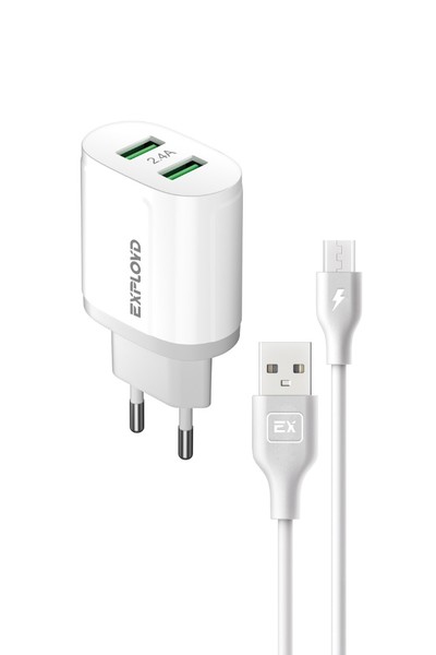 

Сетевое зарядное устройство Exployd Easy EX-Z-1433 5Вт, 2xUSB, 2.4A, белый (EX-Z-1433), micro USB, EX-Z-1433
