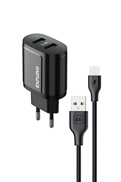 

Сетевое зарядное устройство Exployd Easy EX-Z-1432 5Вт, 2xUSB, 2.4A, черный (EX-Z-1432), micro USB, EX-Z-1432