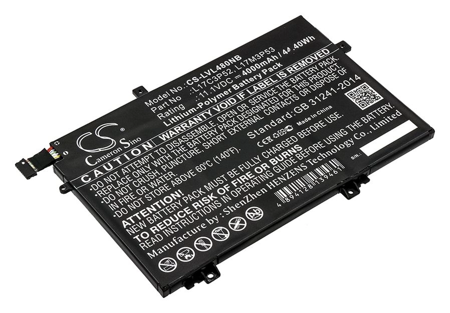 Аккумуляторная батарея CameronSino CS-LVL480NB для Lenovo, 11.1 В, 4000mAh, 44.4 Wh, черный