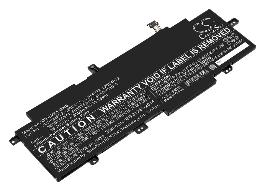 Аккумуляторная батарея CameronSino CS-LVS142NB для Lenovo, 15.4 В, 3500mAh, 53.8 Wh, черный