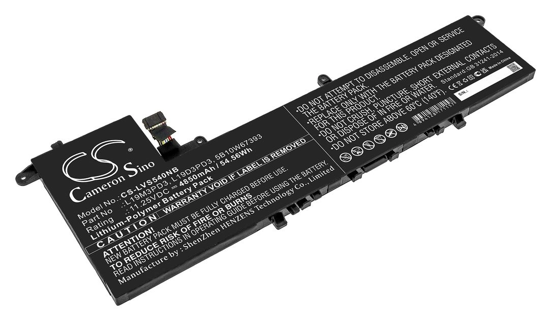 Аккумуляторная батарея CameronSino CS-LVS540NB для Lenovo, 11.3 В, 4850mAh, 54.6 Wh, черный