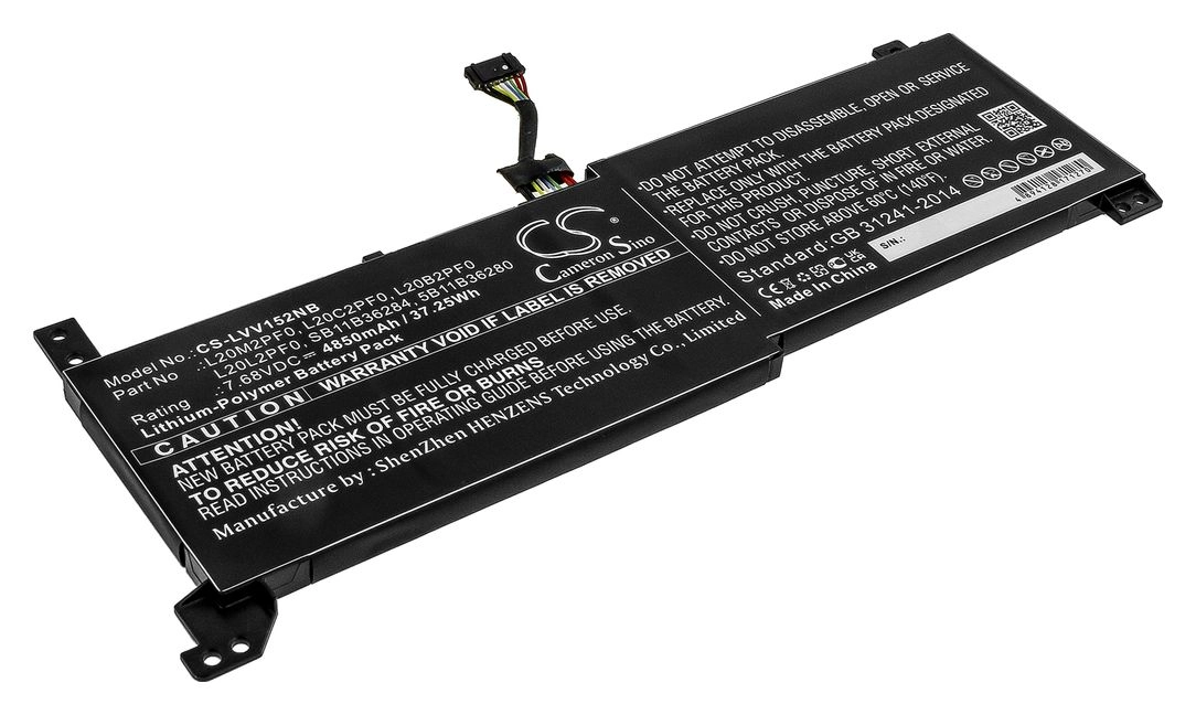 Аккумуляторная батарея CameronSino CS-LVV152NB для Lenovo, 7.68 В, 4850mAh, 37.3 Wh, черный