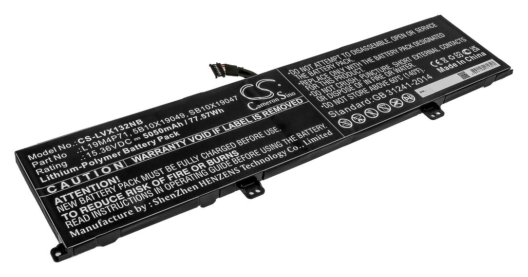 Аккумуляторная батарея CameronSino CS-LVX132NB для Lenovo, 15.4 В, 5050mAh, 77.6 Wh, черный