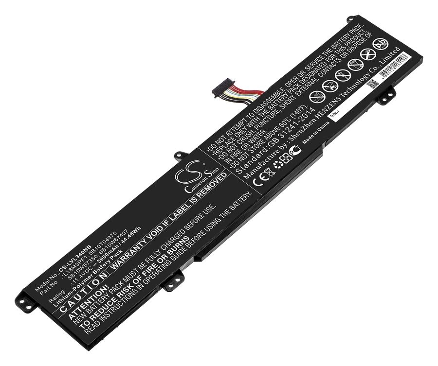 Аккумуляторная батарея CameronSino CS-LVL340NB для Lenovo, 11.4 В, 3900mAh, черный